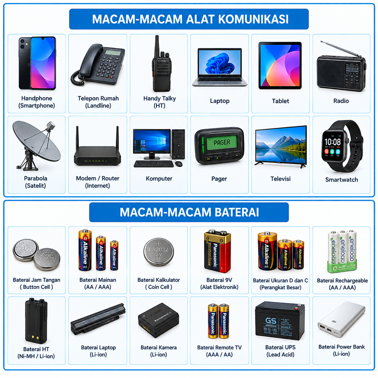 Alat komunikasi dan baterai